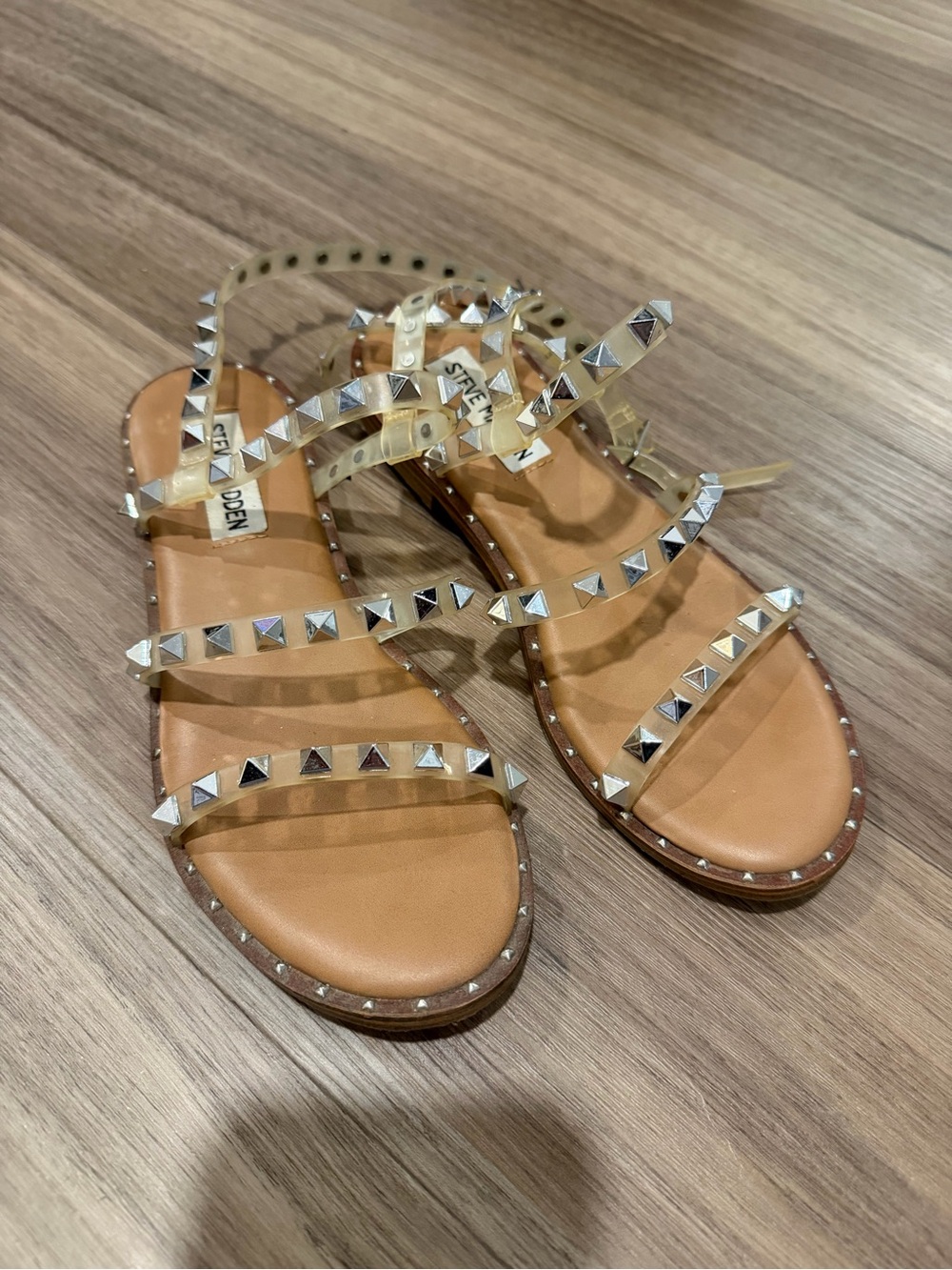 Steve Madden Tan Studded Sandals